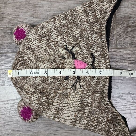 Mexx Girl's Knit Wool Fleece Lined Winter Trapper Hat with Tassels - Picture 12 of 13